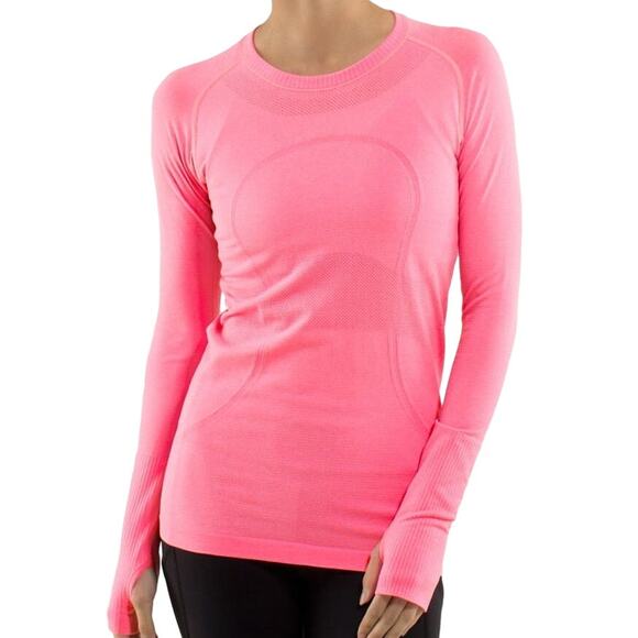 Lululemon Run Swiftly Tech Long Sleeve Heathered Zing Pink Light 4 - Picture 1 of 5